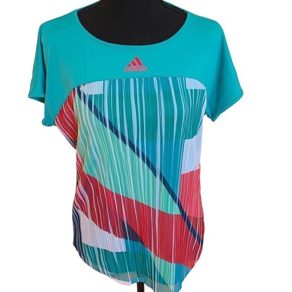 Adidas Womens Adizero Multicolor Athletic Cap Sleeve Top Large - Picture 12 of 12